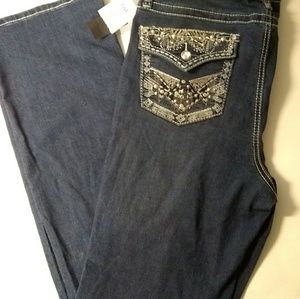 NWT Earl jeans size 14W embellished bling blue